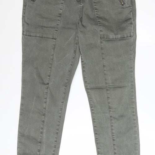 Next Women’s Grey Biker Skinny Jeans Size 16 Long Stretch Denim