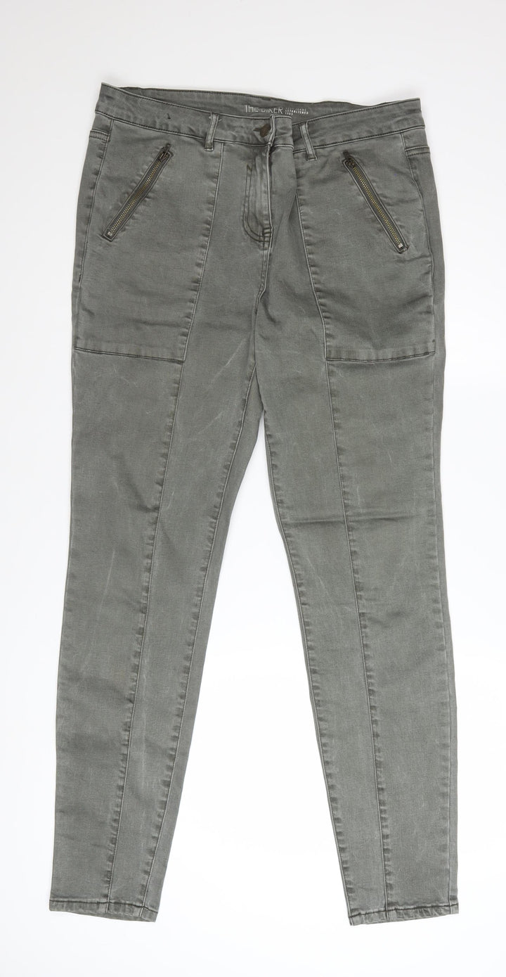 Next Women’s Grey Biker Skinny Jeans Size 16 Long Stretch Denim