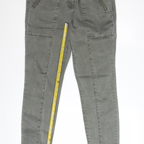Next Women’s Grey Biker Skinny Jeans Size 16 Long Stretch Denim