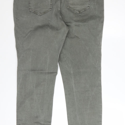 Next Women’s Grey Biker Skinny Jeans Size 16 Long Stretch Denim