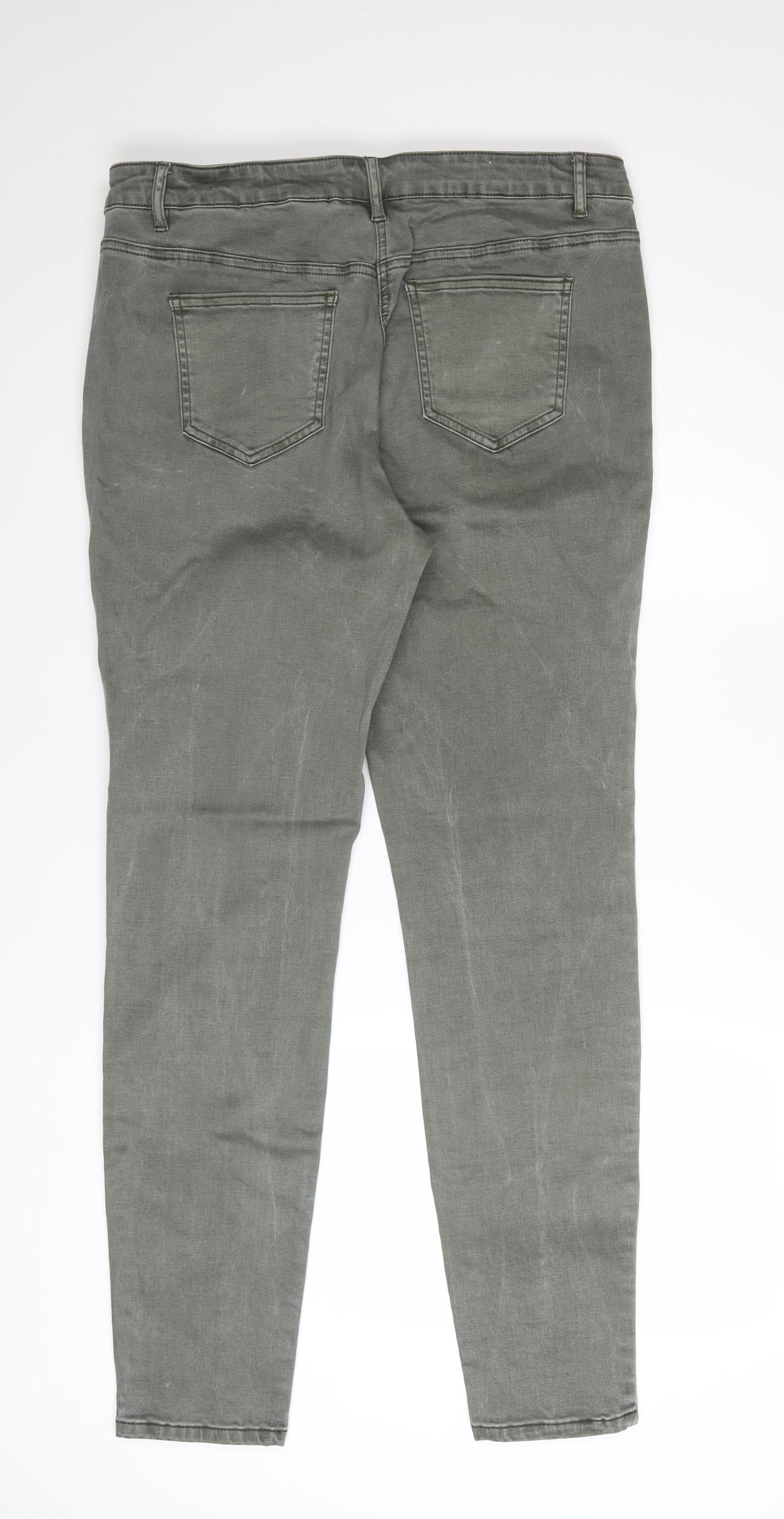 Next Women’s Grey Biker Skinny Jeans Size 16 Long Stretch Denim