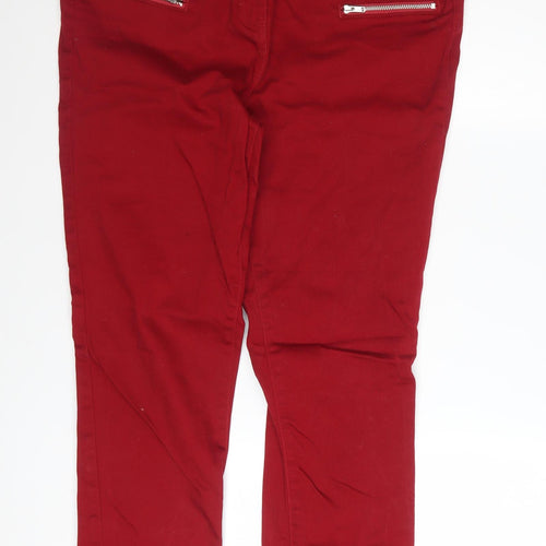 Next Women's Red Biker Skinny Jeans Size 16 Tall Stretch Denim