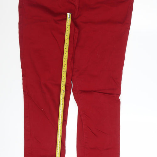 Next Women's Red Biker Skinny Jeans Size 16 Tall Stretch Denim