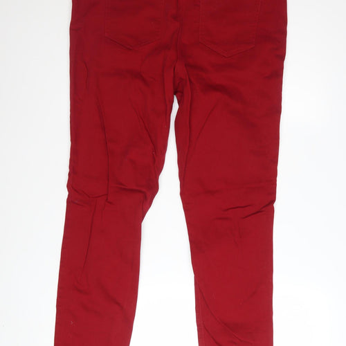 Next Women's Red Biker Skinny Jeans Size 16 Tall Stretch Denim