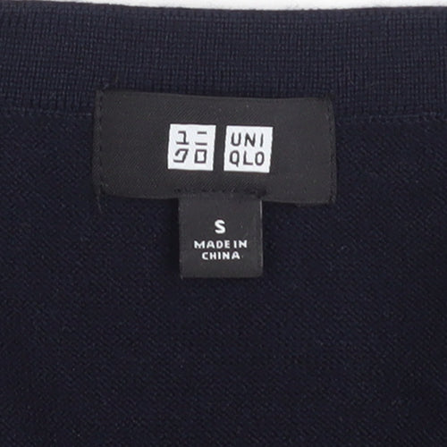 UNIQLO Men’s Black Wool V-Neck Jumper Size S Regular Fit