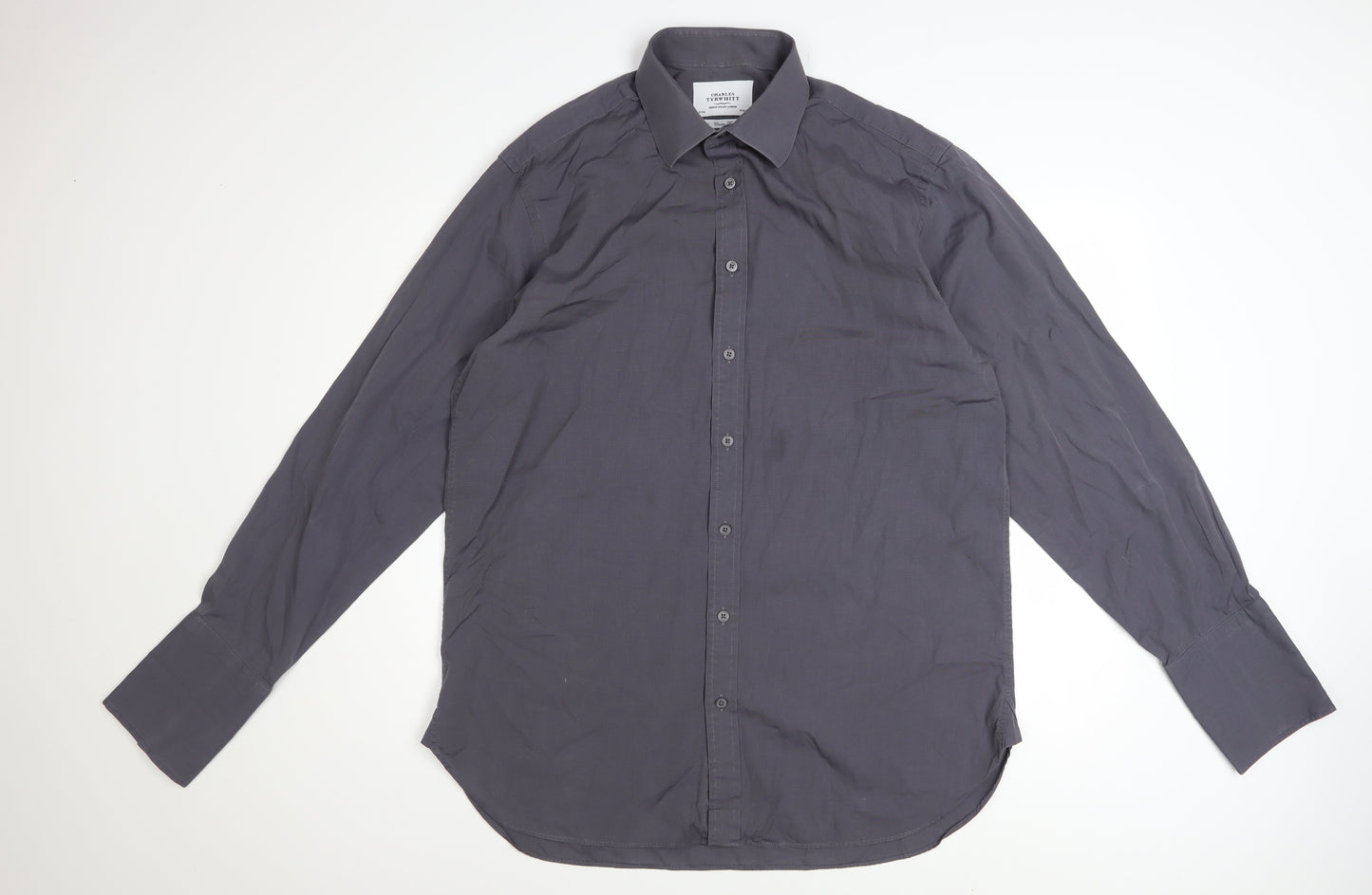 Charles Tyrwhitt Men's Grey Classic Fit Cotton Formal Dress Shirt 16/34