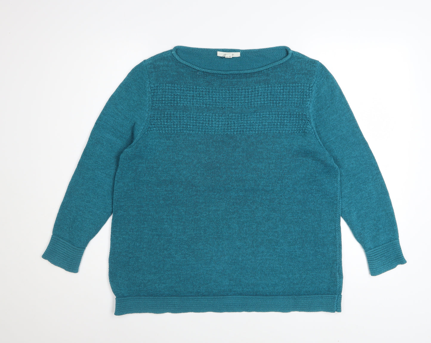 White Stuff Women’s Blue Linen Cotton Pullover Jumper Size 18