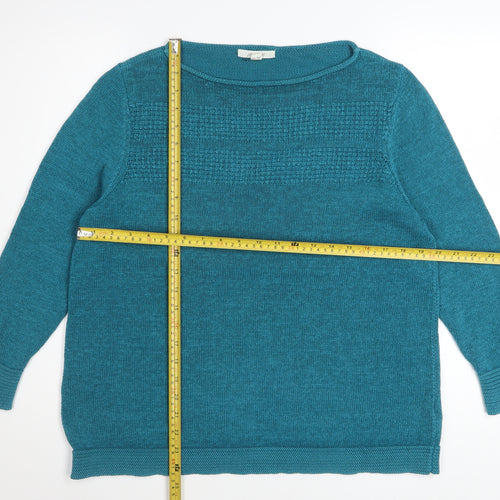 White Stuff Women’s Blue Linen Cotton Pullover Jumper Size 18