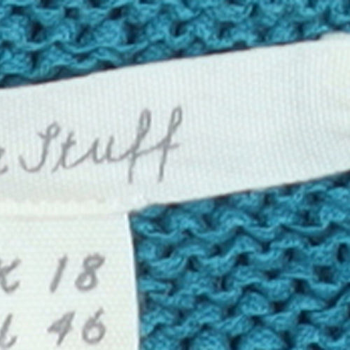 White Stuff Women’s Blue Linen Cotton Pullover Jumper Size 18