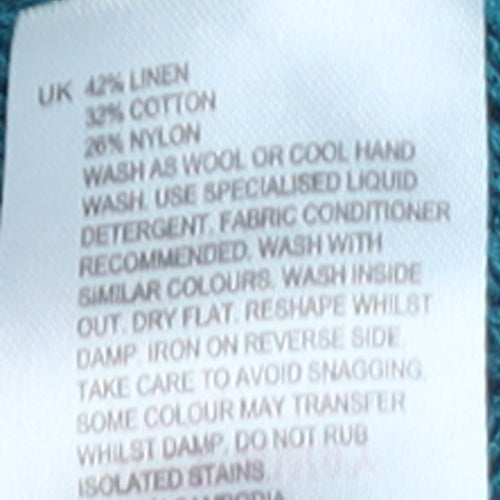 White Stuff Women’s Blue Linen Cotton Pullover Jumper Size 18