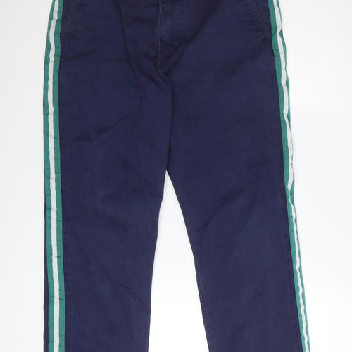 Levi's Men Navy Blue Chino Trousers W32 L32 Cotton Blend Side Stripe