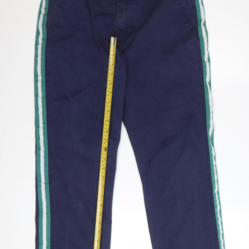 Levi's Men Navy Blue Chino Trousers W32 L32 Cotton Blend Side Stripe
