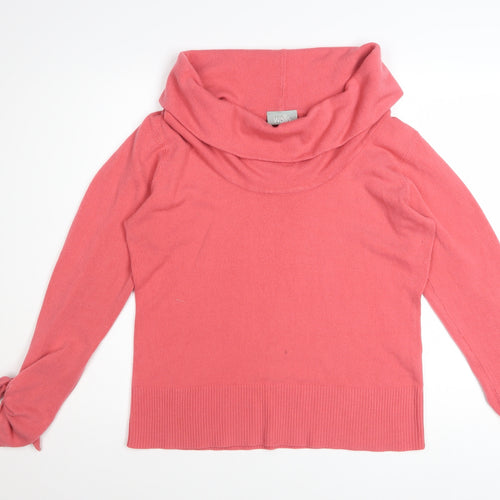 Wallis Women Pink Cowl Neck Long Sleeve Acrylic Jumper Size 16
