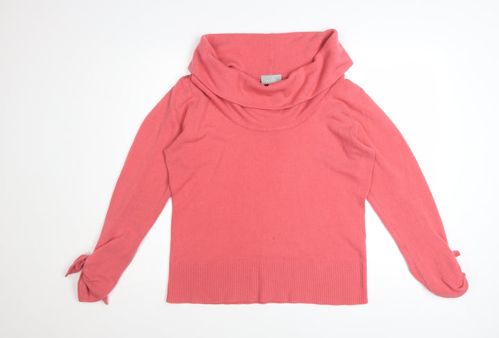 Wallis Women Pink Cowl Neck Long Sleeve Acrylic Jumper Size 16