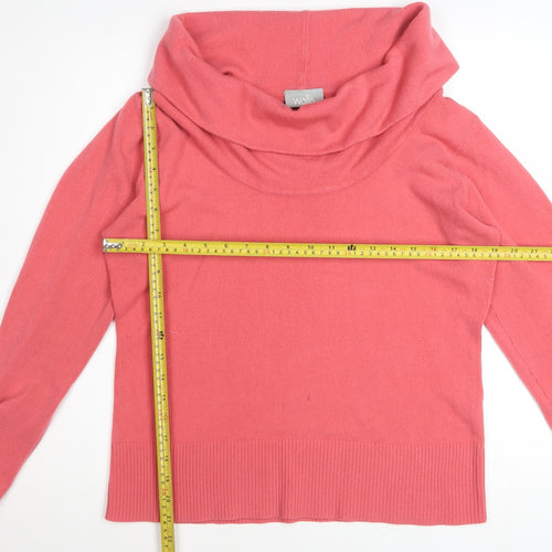 Wallis Women Pink Cowl Neck Long Sleeve Acrylic Jumper Size 16