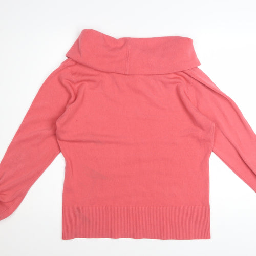 Wallis Women Pink Cowl Neck Long Sleeve Acrylic Jumper Size 16