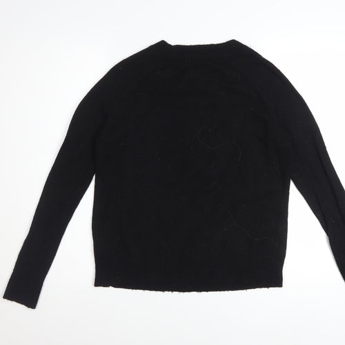 H&M Women's Black XS Sequin Dog Pullover Jumper