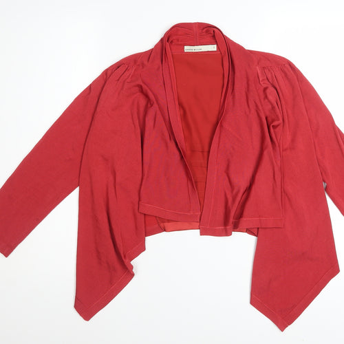 Karen Millen Women's Red Cardigan Size 12 Silk Trim Knit