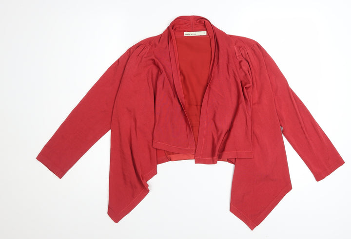 Karen Millen Women's Red Cardigan Size 12 Silk Trim Knit