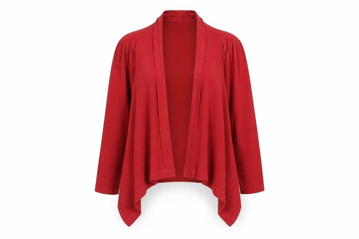 Karen Millen Women's Red Cardigan Size 12 Silk Trim Knit