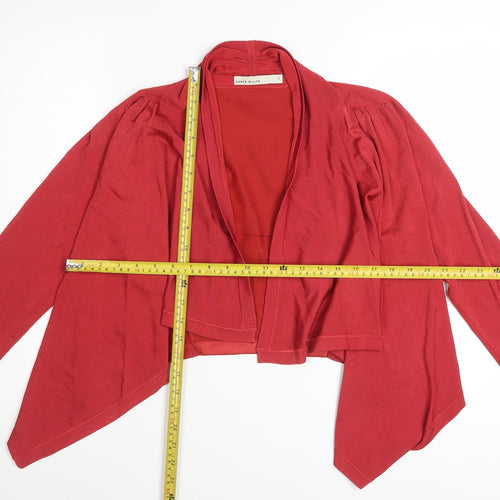 Karen Millen Women's Red Cardigan Size 12 Silk Trim Knit