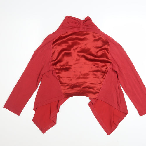 Karen Millen Women's Red Cardigan Size 12 Silk Trim Knit