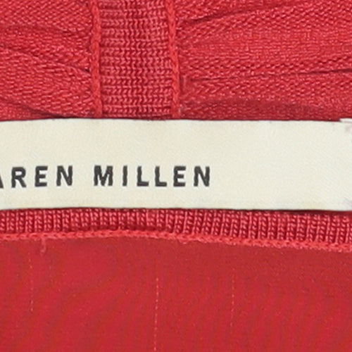 Karen Millen Women's Red Cardigan Size 12 Silk Trim Knit