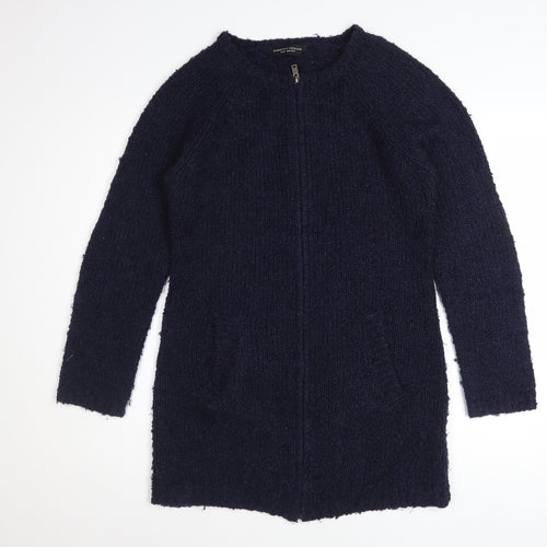Dorothy Perkins Women Blue Size 10 Full Zip Chunky Knit Cardigan