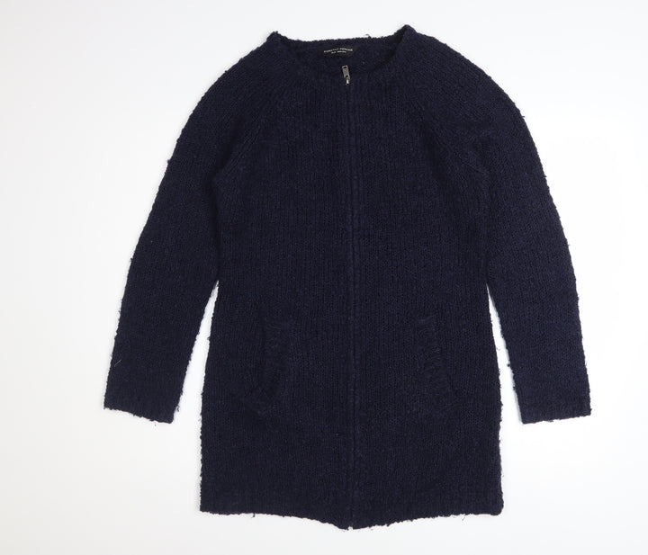 Dorothy Perkins Women Blue Size 10 Full Zip Chunky Knit Cardigan