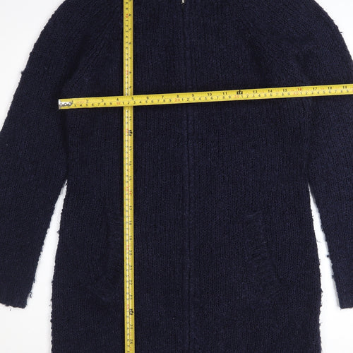 Dorothy Perkins Women Blue Size 10 Full Zip Chunky Knit Cardigan