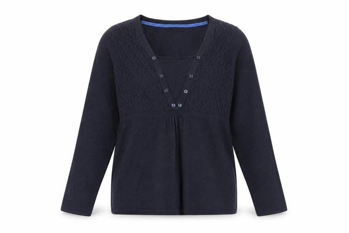 Marks & Spencer Per Una Women's Black Size 16 V-Neck Henley Jumper