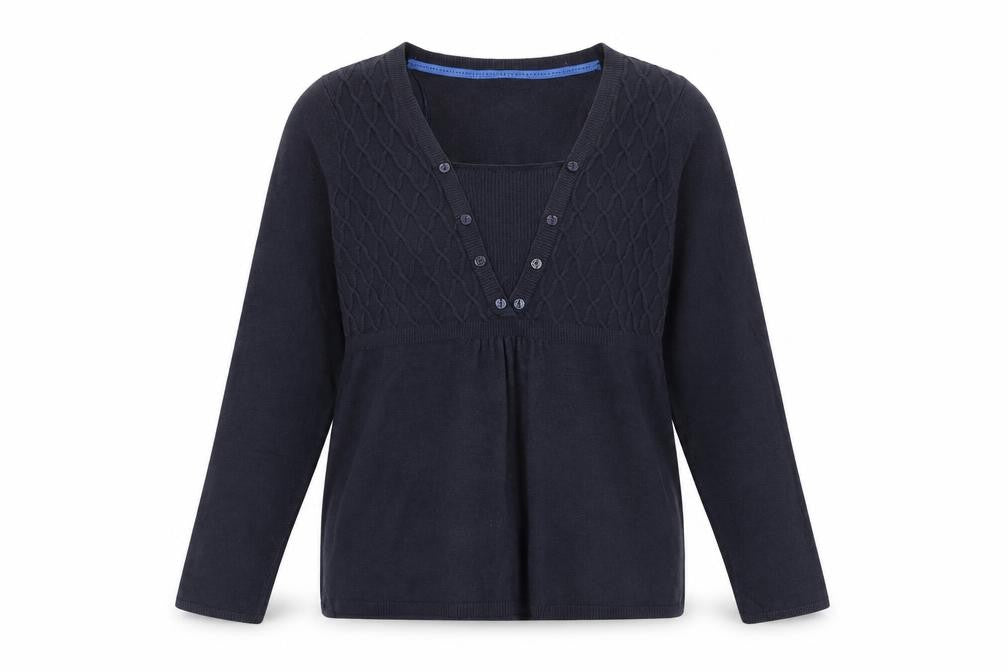Marks and Spencer Per Una Women's Black Size 16 V-Neck Henley Jumper