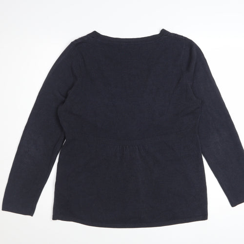 Marks and Spencer Per Una Women's Black Size 16 V-Neck Henley Jumper