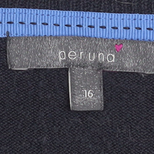 Marks and Spencer Per Una Women's Black Size 16 V-Neck Henley Jumper