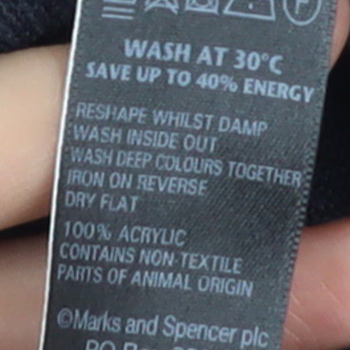 Marks and Spencer Per Una Women's Black Size 16 V-Neck Henley Jumper
