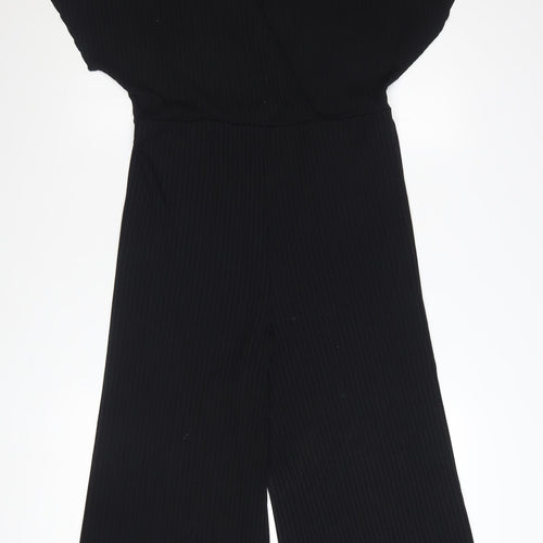 New Look Women’s Black V-Neck Wide Leg Jersey Jumpsuit Size 12