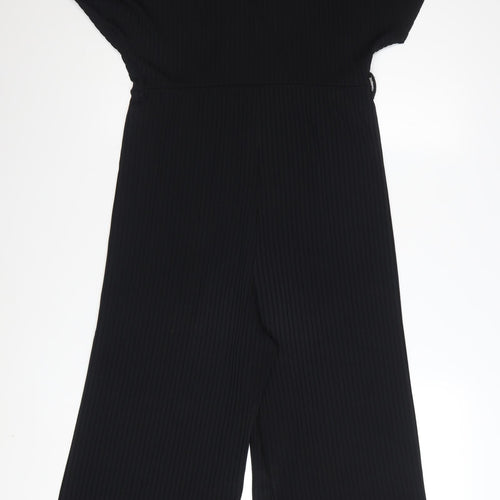 New Look Women’s Black V-Neck Wide Leg Jersey Jumpsuit Size 12