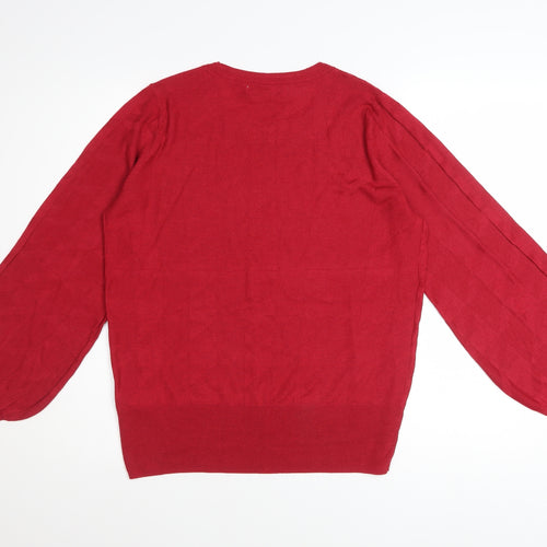 Next Women Red Crew Neck Knit Pullover Jumper Size 14