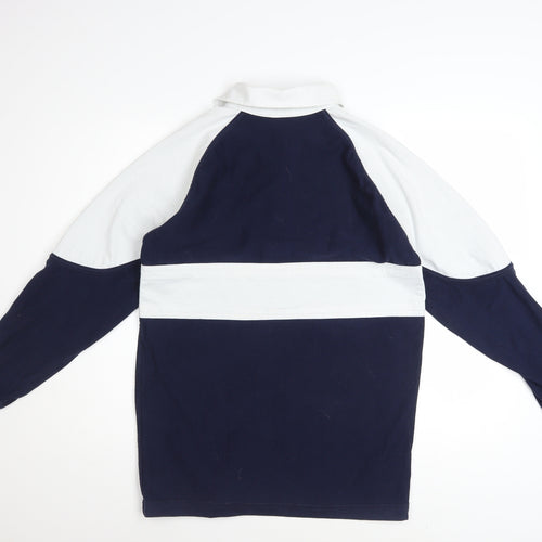 SW Men’s Blue Colourblock Long Sleeve Rugby Polo Shirt Size 34