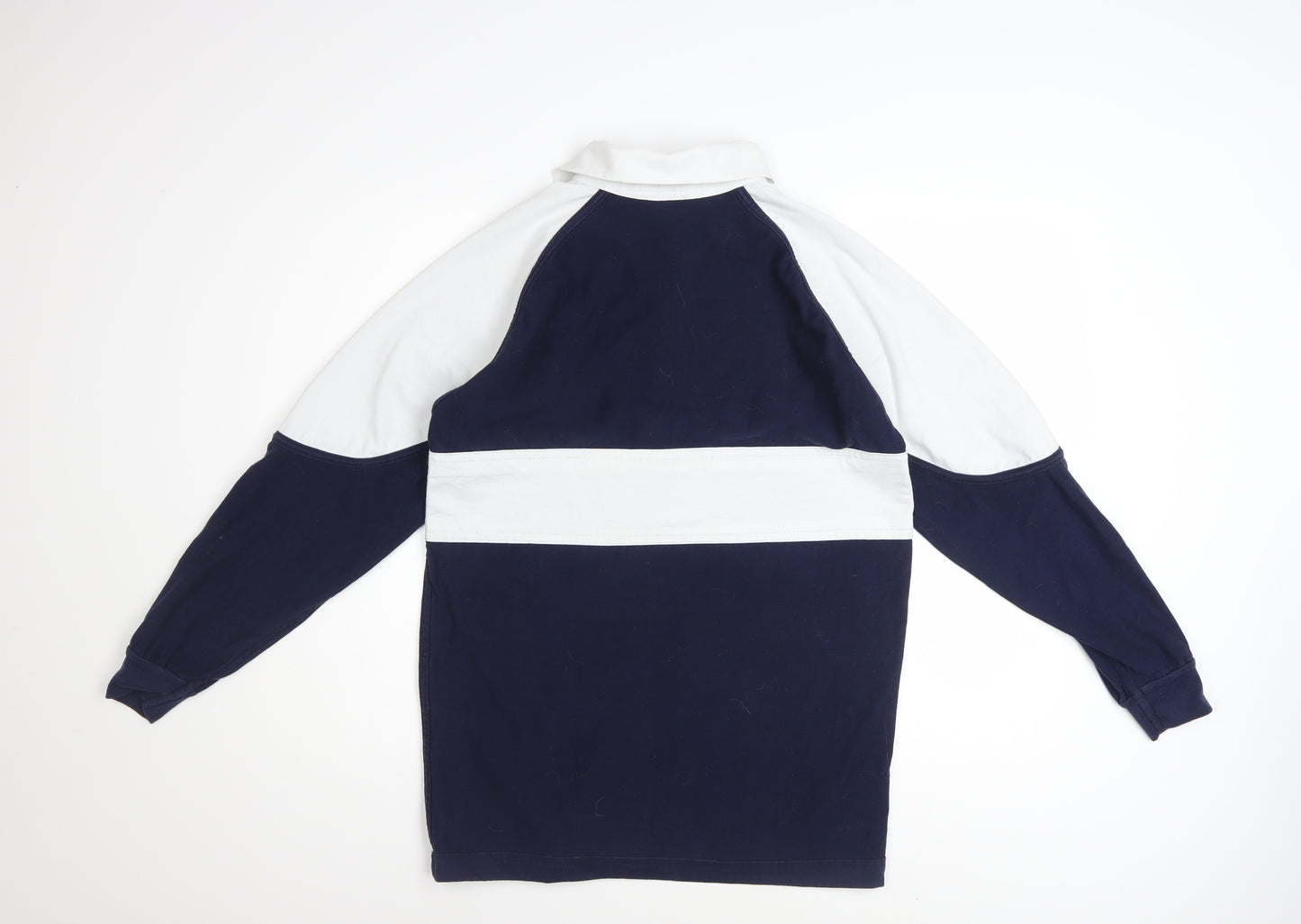 SW Men’s Blue Colourblock Long Sleeve Rugby Polo Shirt Size 34