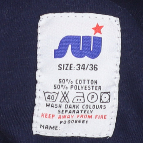 SW Men’s Blue Colourblock Long Sleeve Rugby Polo Shirt Size 34