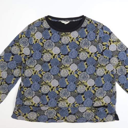Seasalt Cornwall Women's Blue Floral Organic Cotton Sweatshirt UK 16