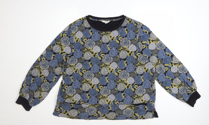 Seasalt Cornwall Women's Blue Floral Organic Cotton Sweatshirt UK 16