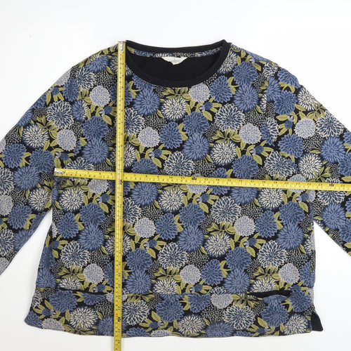 Seasalt Cornwall Women's Blue Floral Organic Cotton Sweatshirt UK 16