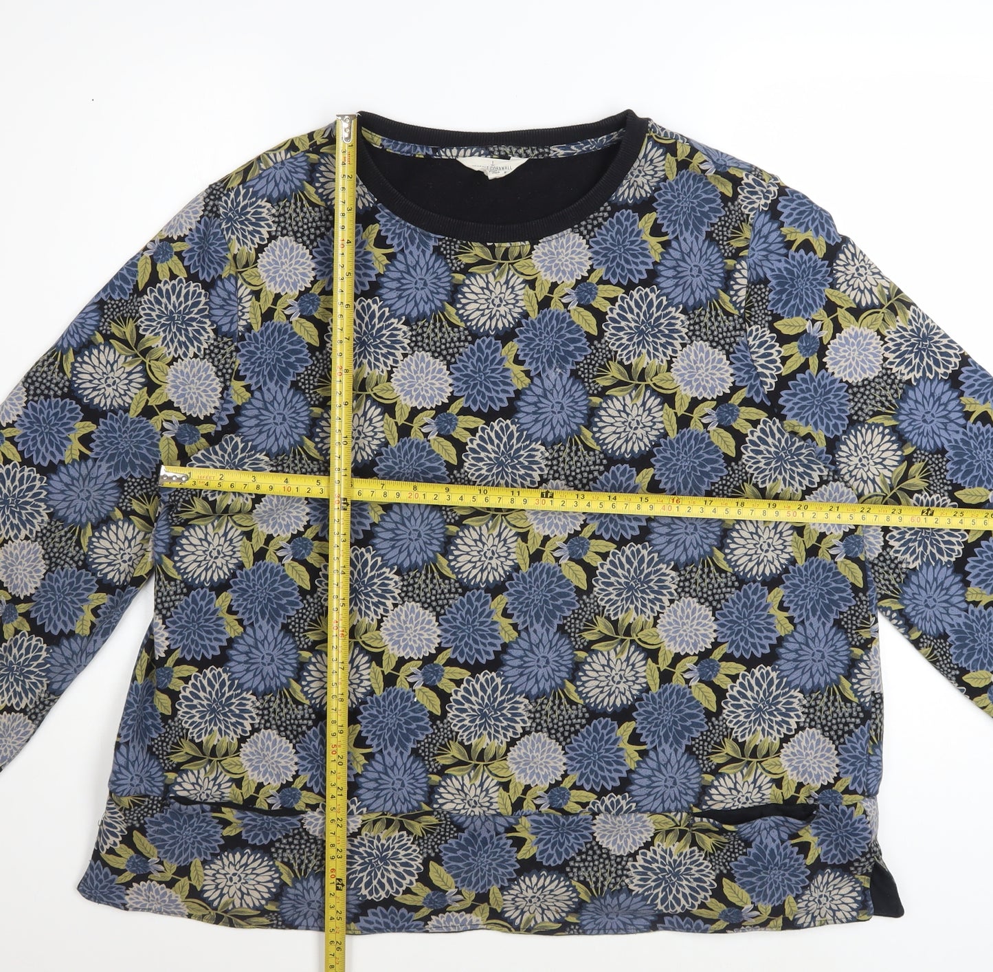 Seasalt Cornwall Women's Blue Floral Organic Cotton Sweatshirt UK 16