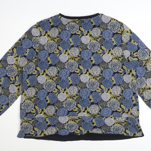 Seasalt Cornwall Women's Blue Floral Organic Cotton Sweatshirt UK 16