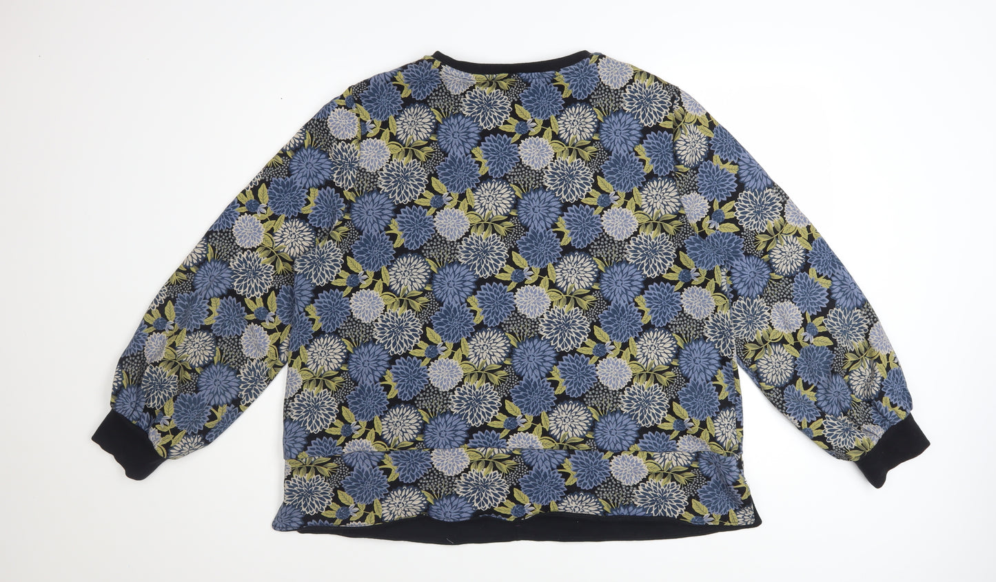 Seasalt Cornwall Women's Blue Floral Organic Cotton Sweatshirt UK 16