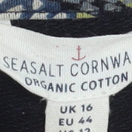 Seasalt Cornwall Women's Blue Floral Organic Cotton Sweatshirt UK 16