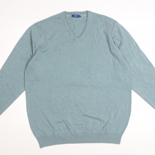 Cotton Traders Men’s Blue L V-Neck Cotton Jumper Classic Fit