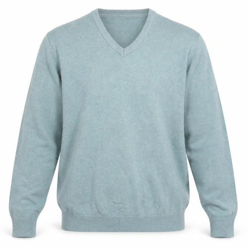 Cotton Traders Men’s Blue L V-Neck Cotton Jumper Classic Fit